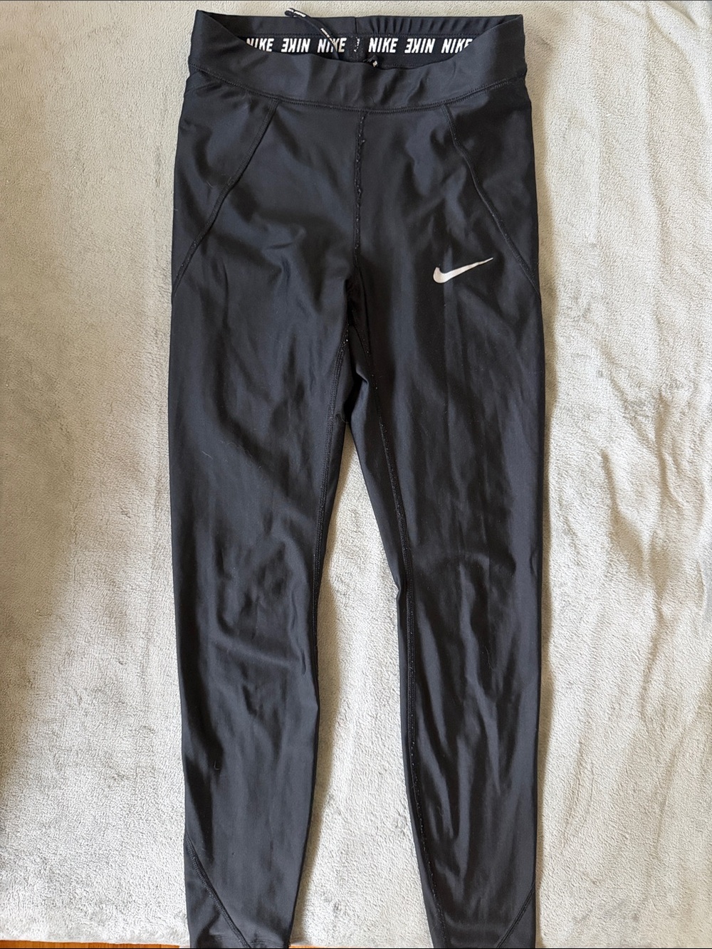 Nike Dri-Fit Women’s Black Athletic Leggings Running Track Pants with Logo Sz XS